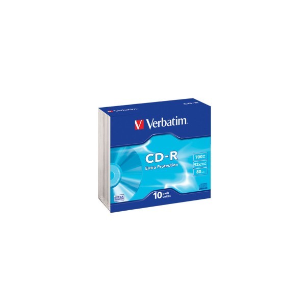 10 CD-R vierge 52x 700Mo Extra Protection Verbatim en Slim case - 43415